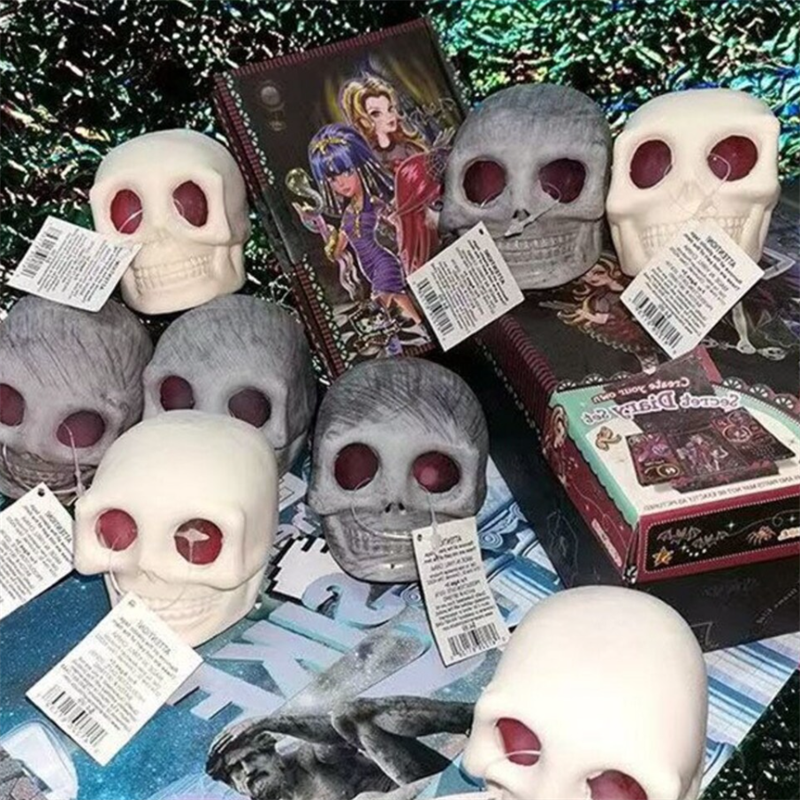 Halloween Skull Stress Ball Squeeze Toy with Creepy Crawling Critters