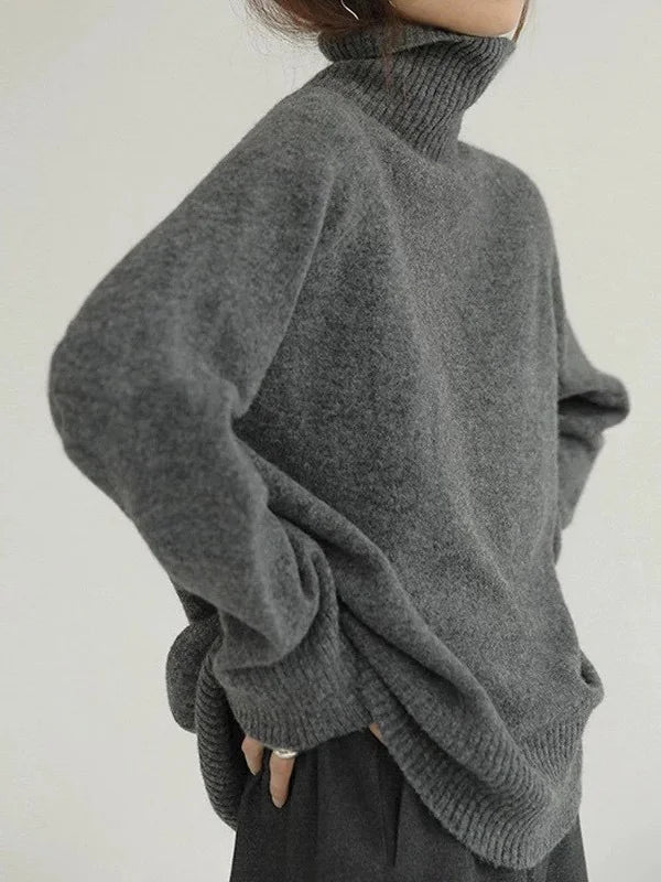 Women’s Oversized Knit Turtleneck Sweater | Relaxed Fit & Ribbed Details | High-Quality Fabric Blend | Comfortable Everyday Wear