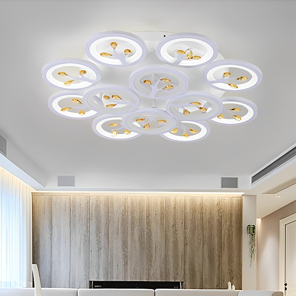 16-Light Flower Dimmable LED White Nordic Ceiling Flush Mount Lighting