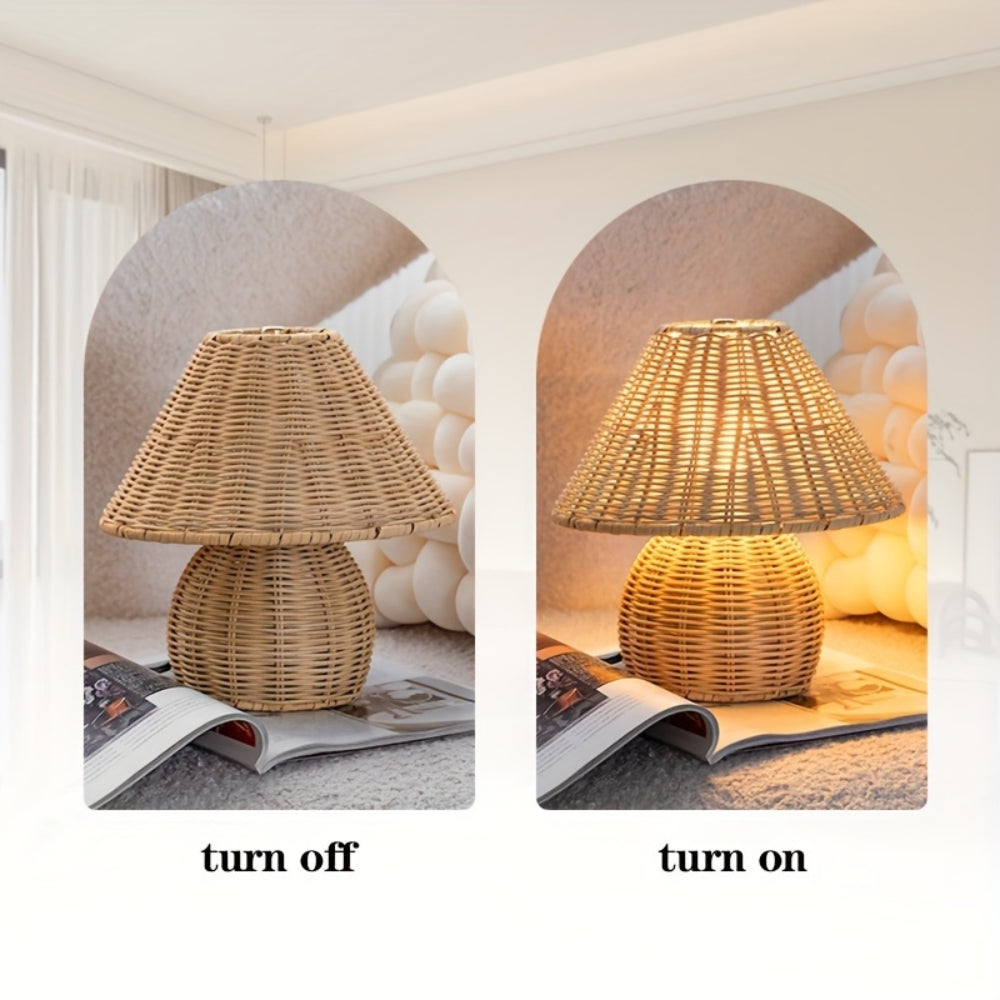SereneLight – Handwoven Bamboo Table Lamp for Cozy Spaces