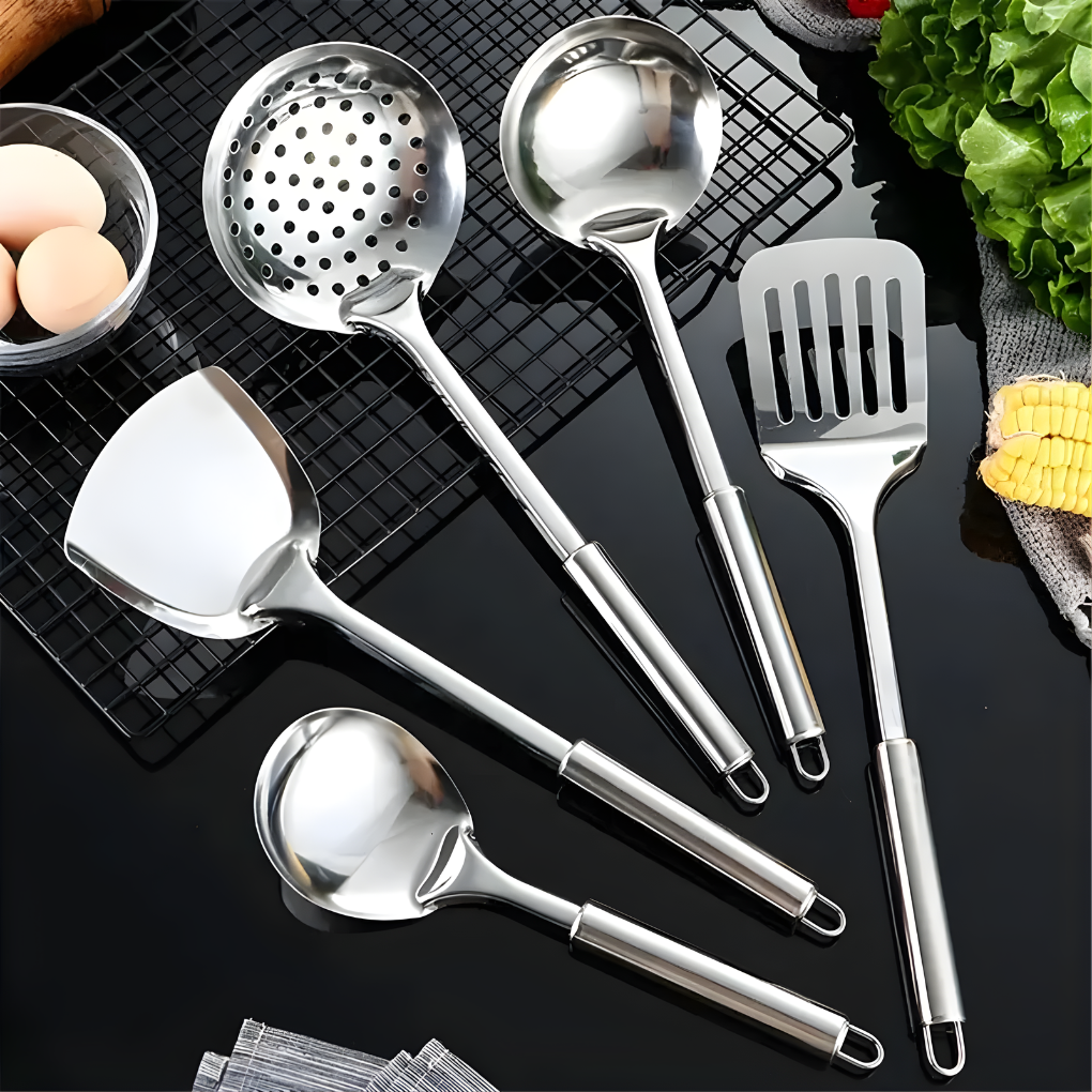 Essential Stainless Steel Cooking Utensil Set for Home Chefs