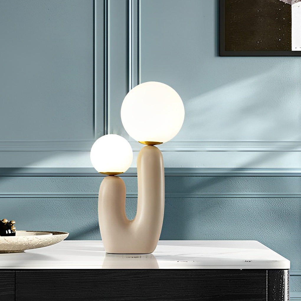 2-Light Modern Cactus Beige LED Accent Table Lamp