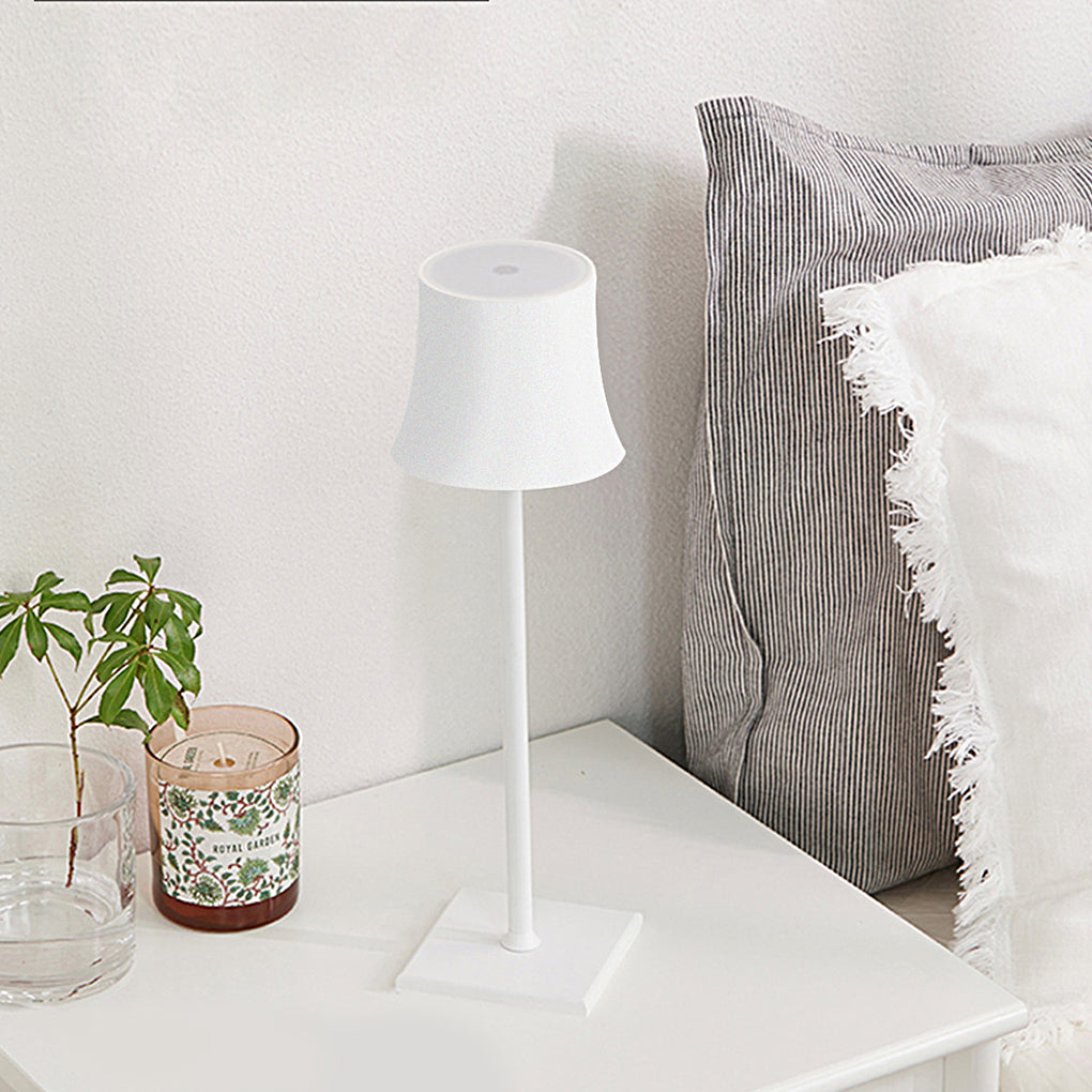 15 Inch Cordless Modern Cool Hue Table Lamp - Metal Black/White