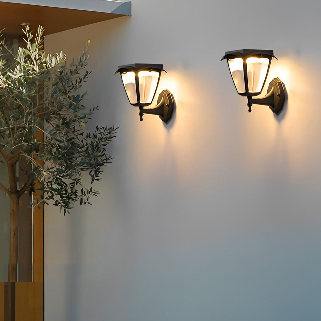 1-Light Black Solar LED Powered Porch Sconce Outdoor Wall Light