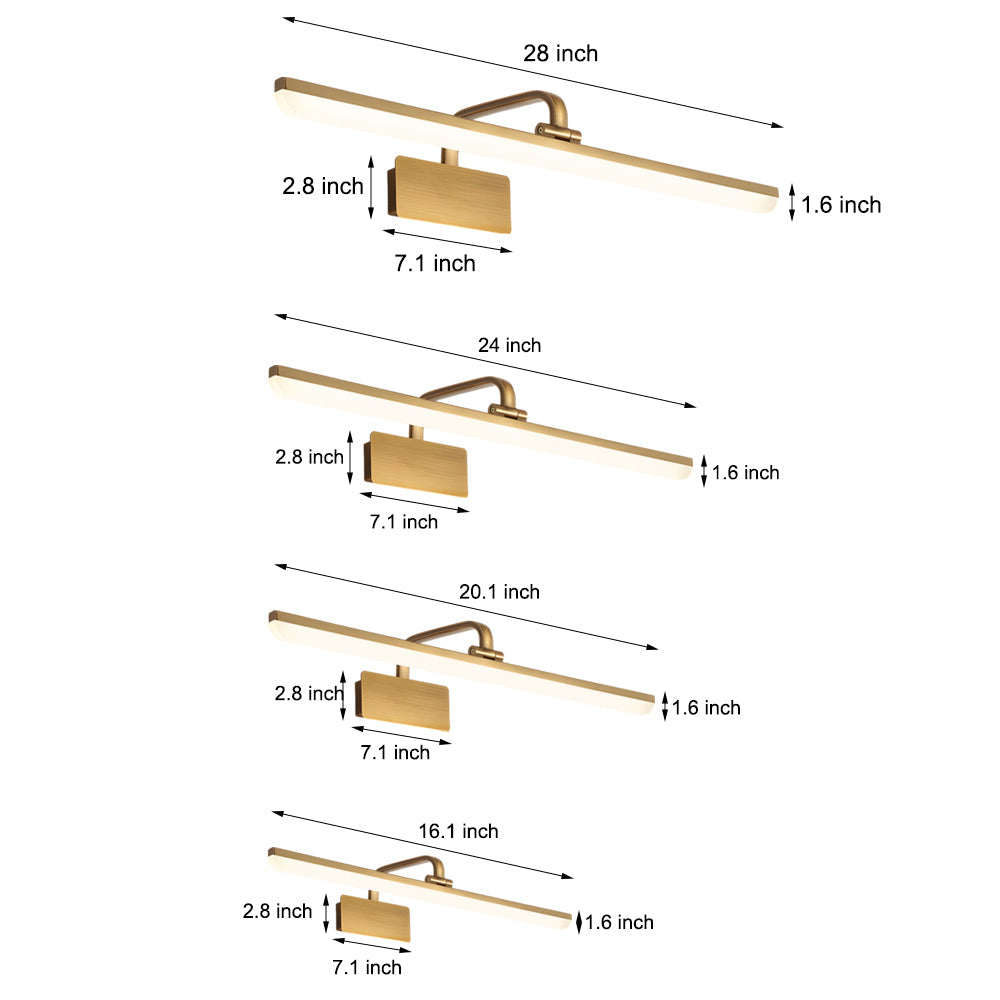 1-Light Adjustable Linear LED Vanity Light with Taavita Finish and Acrylic Shade
