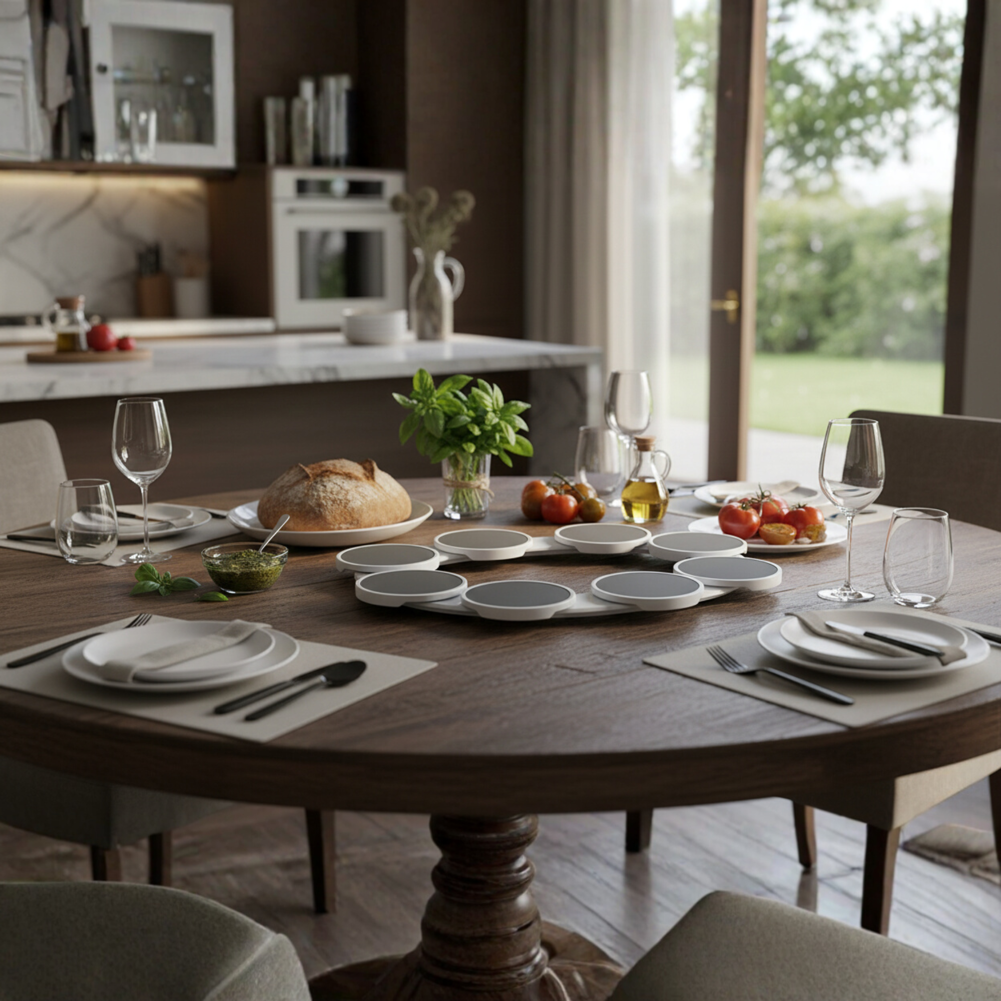 Convenient Rotating Dining Tray – Effortless Serving for All