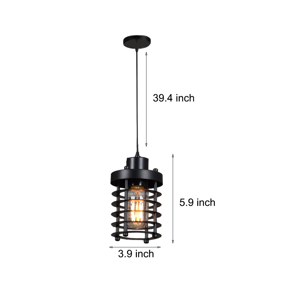 Taavita 1-Light Retro Industrial Aged Metallic Cage Kitchen Pendant Lighting Hanging Lamp