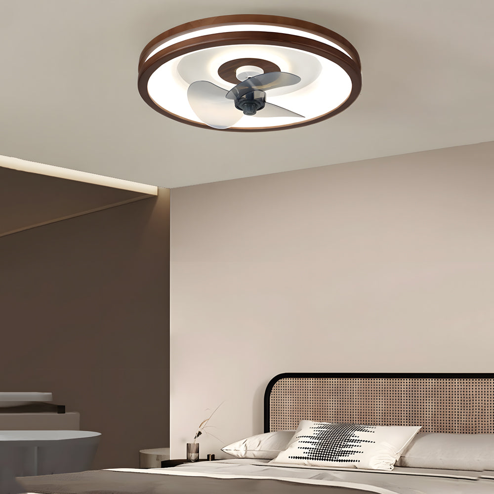19.7-in Walnut Flush Mount Ceiling Fan with 6-Speed LED Light and Remote