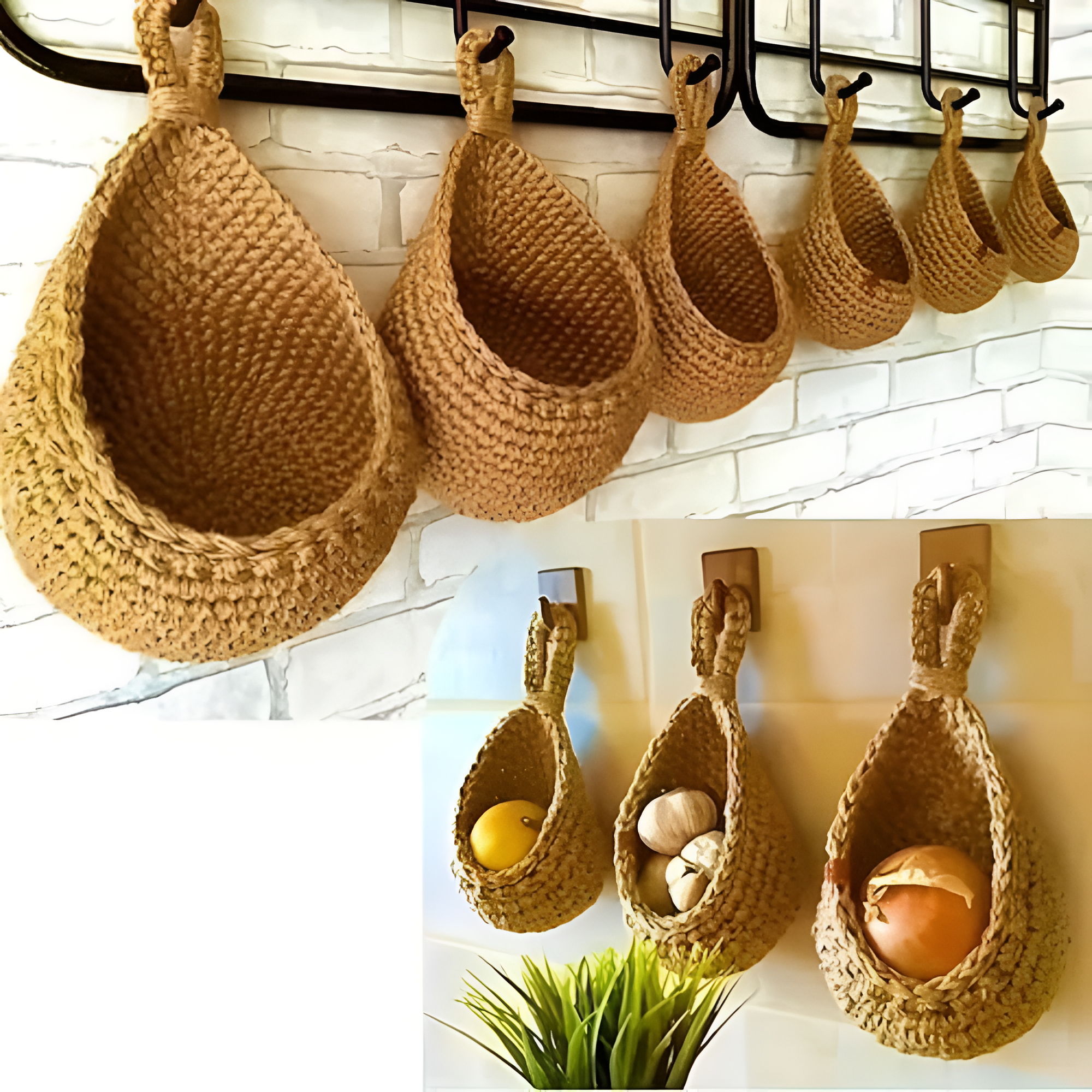 Artisanal Woven Hanging Basket for Rustic Home Organization