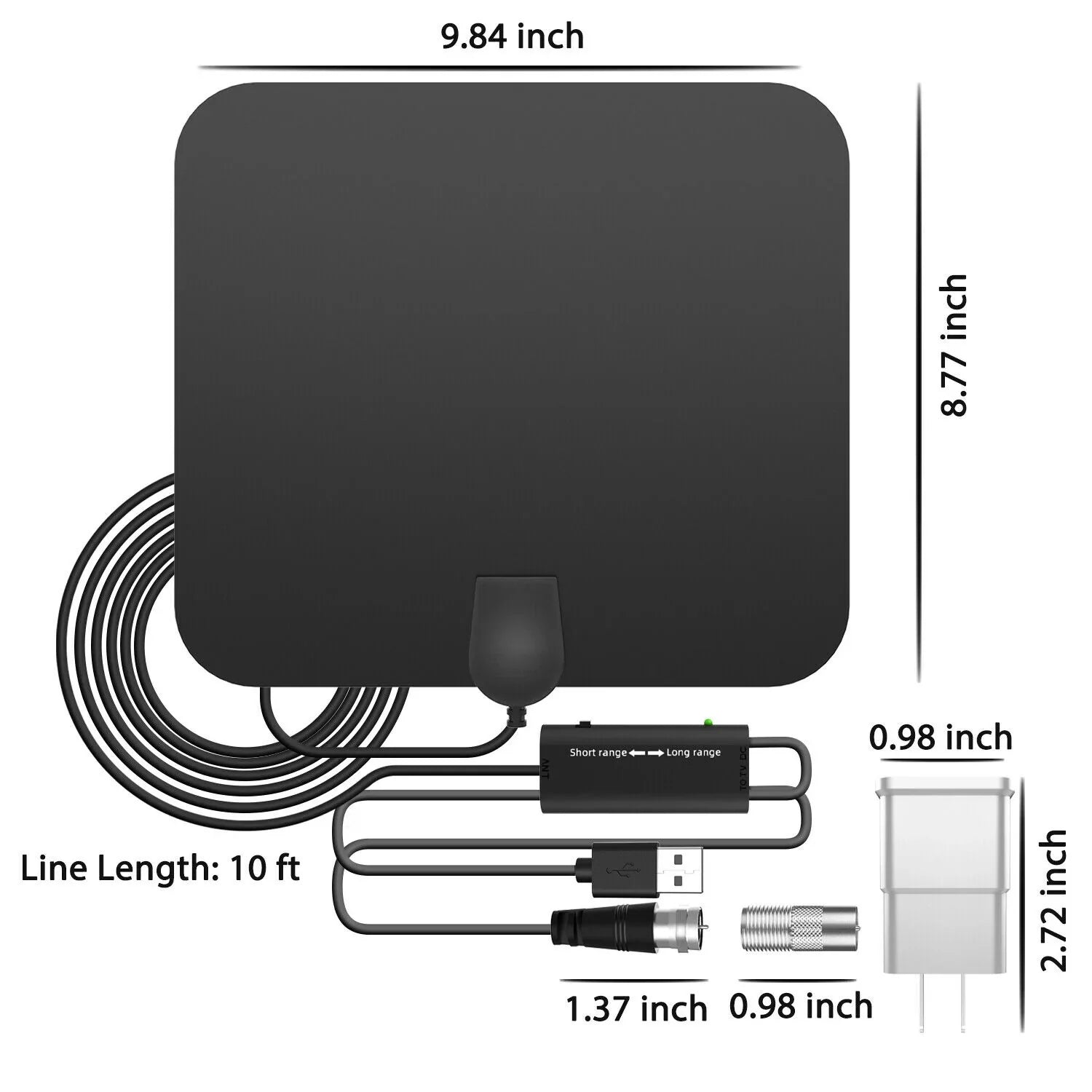 Indoor Digital HDTV Antenna with Signal Booster – 300 Mile Range