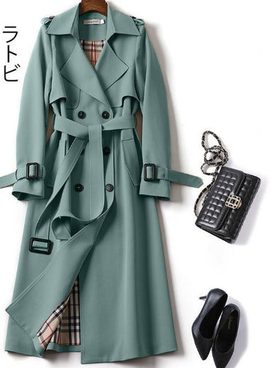 Women’s Trench Coat | Double-Breasted with Belt | Adjustable Cuffs & Shoulder Epaulettes | Mid-Calf Length for All-Weather Wear