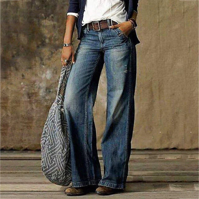Women’s Wide-Leg Jeans | Premium Quality Fabric | Comfortable Tailored Fit | Stylish Vintage Design