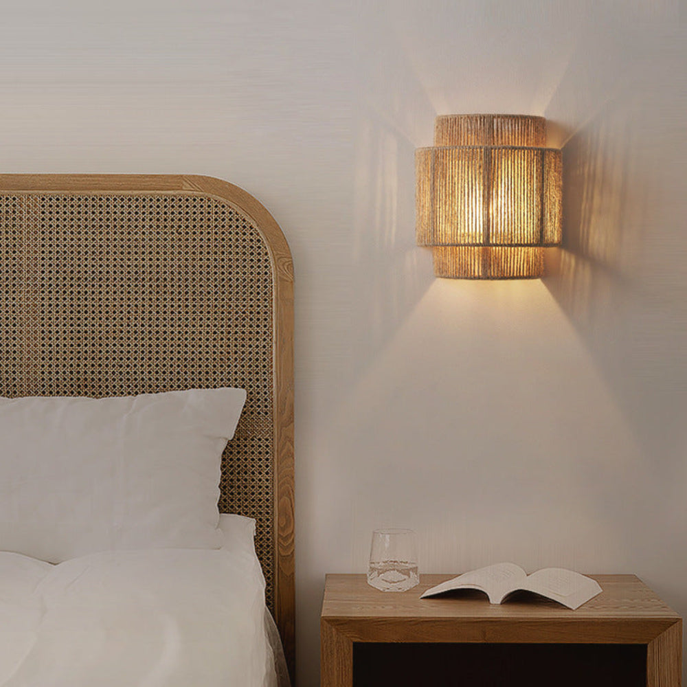 Rowan — Handwoven Hemp Rope Wall Lamp with Warm Ambient Light