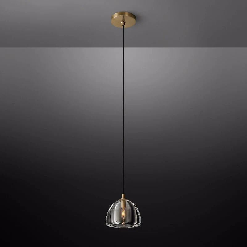 Caldero — Crystal Hemisphere Pendant Light with Solid Brass Finish