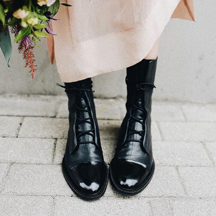 Women’s Ankle Boots | Eco-Leather Lace-Up with Cap Toe | Cotton Lining & Lightweight Sole | Removable Insole