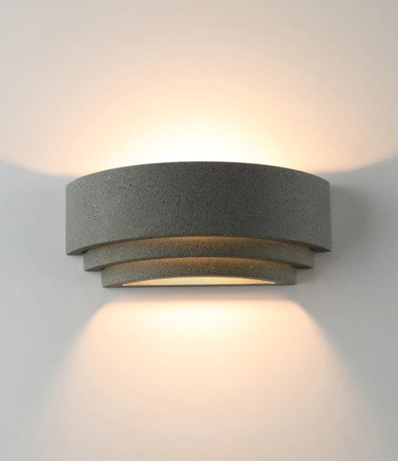 Waterproof LED Wall Sconce Lume Stone | Modern Minimalist Cement Finish | Outdoor Indoor Wall Mounted Light | IP65, Warm White, Energy Efficient, 110V-220V Compatible