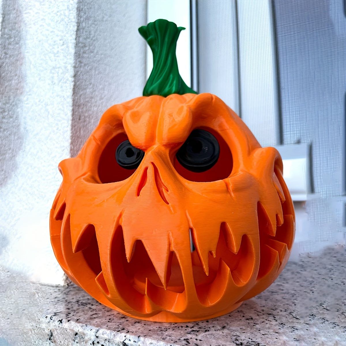 Giant Hollow Halloween Pumpkin Decoration with Carved Skull Design