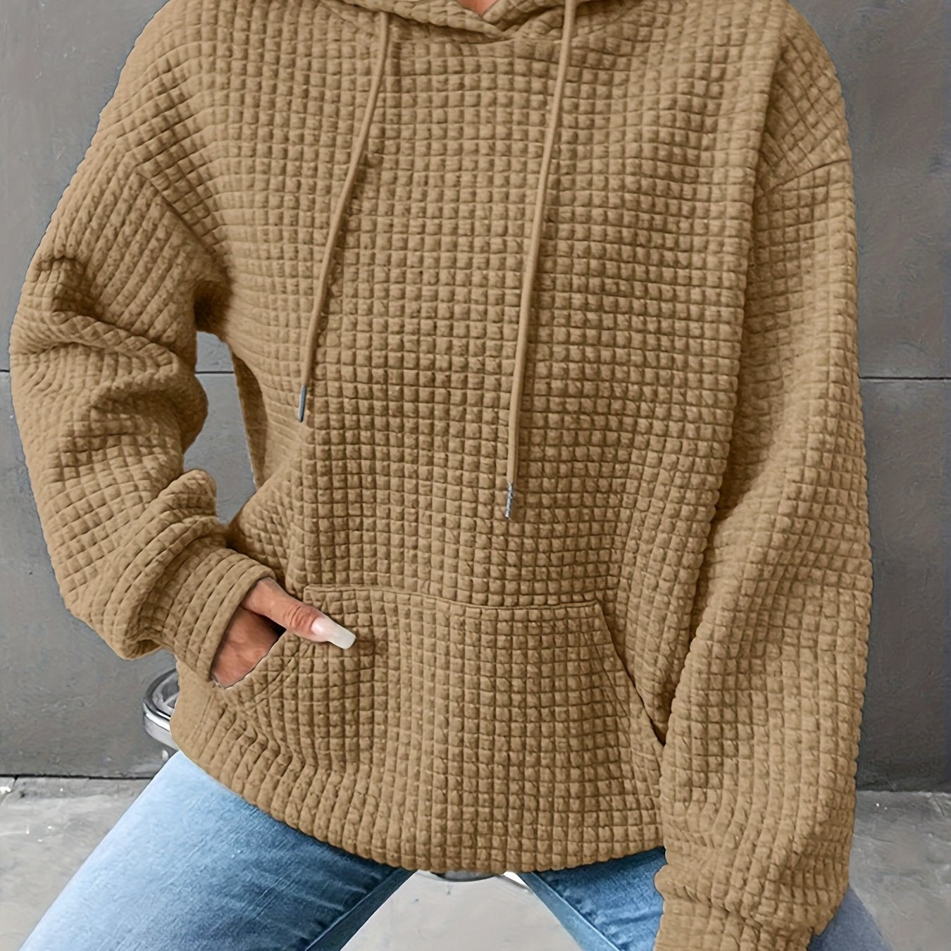 Plus Size Hoodie | Waffle Knit | Casual Comfort Wear | Polyester Blend