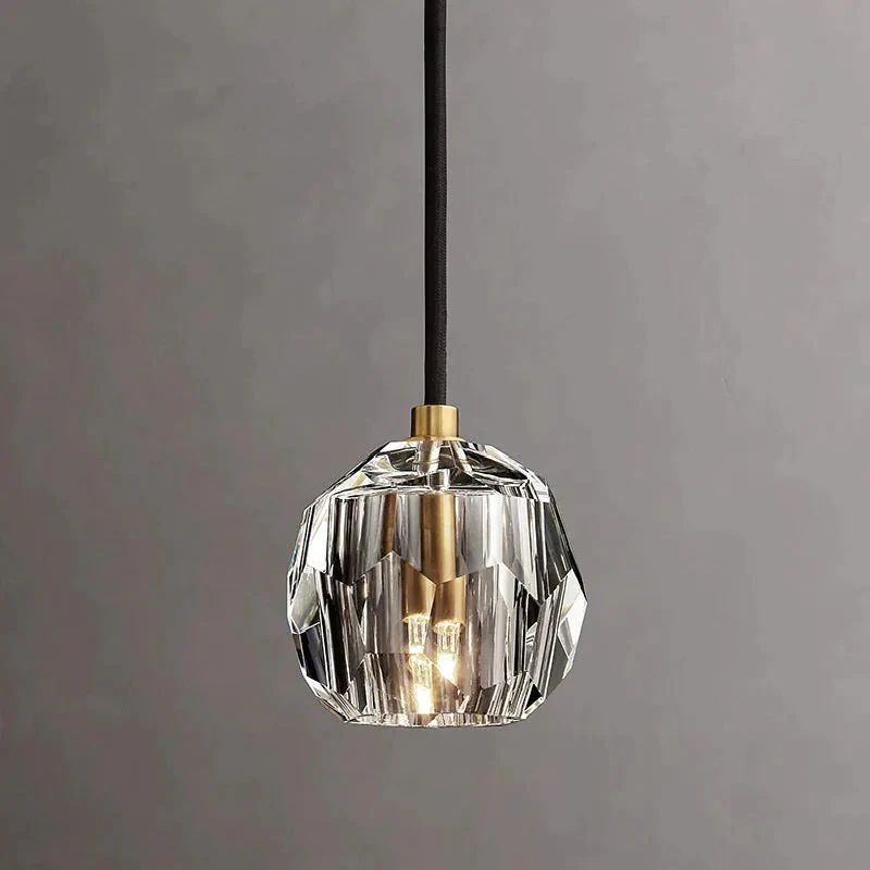 Liora — Handcrafted Crystal and Brass Pendant Light with Adjustable Design
