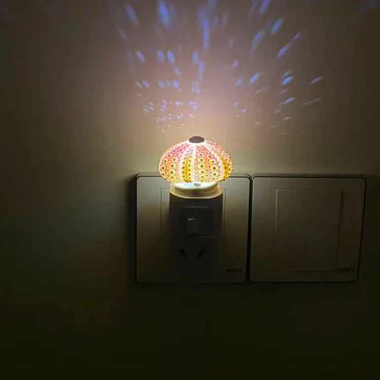 DIY Night Light | Sea Urchin Design | Natural Shell & Gold-Plated Base | Ambient Lighting