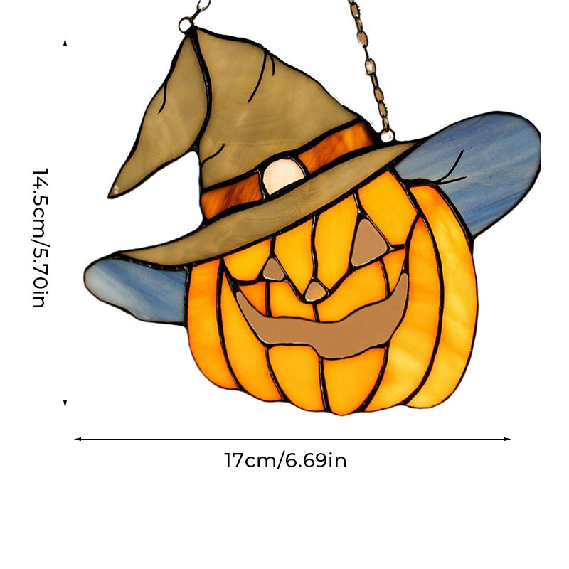 Halloween Hanging Pumpkin Ornament with Glowing Light and Hat Design