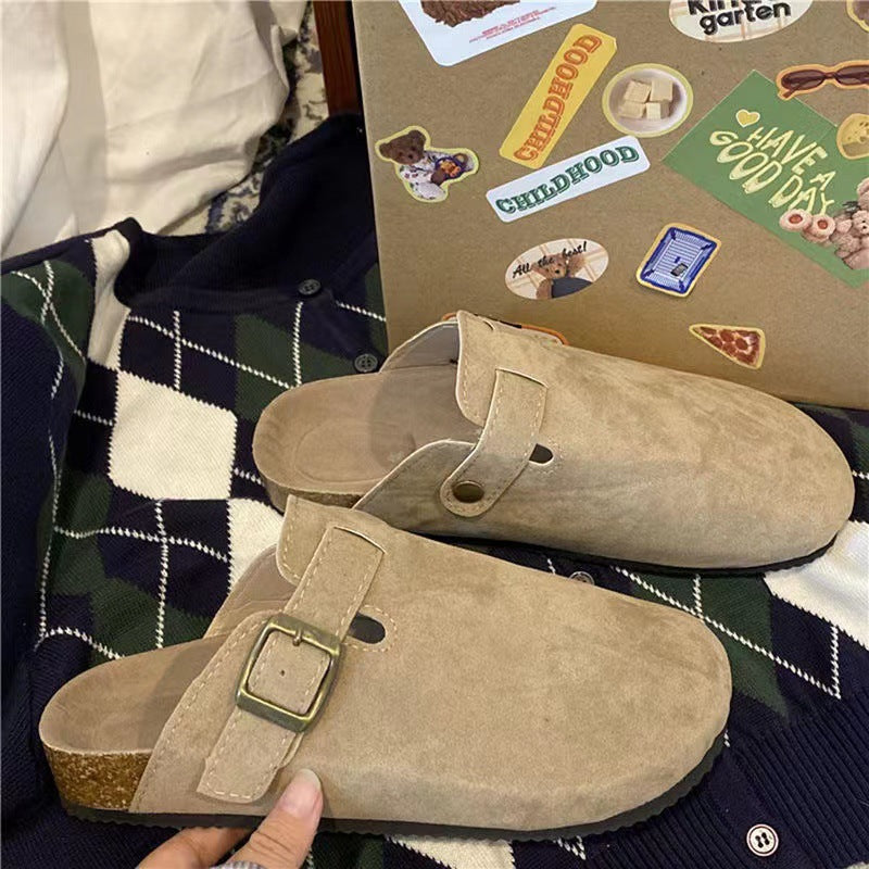 Suede Slip-On Clogs | Adjustable Buckle Strap | Rubber Sole & Fabric Lining | All-Day Comfort