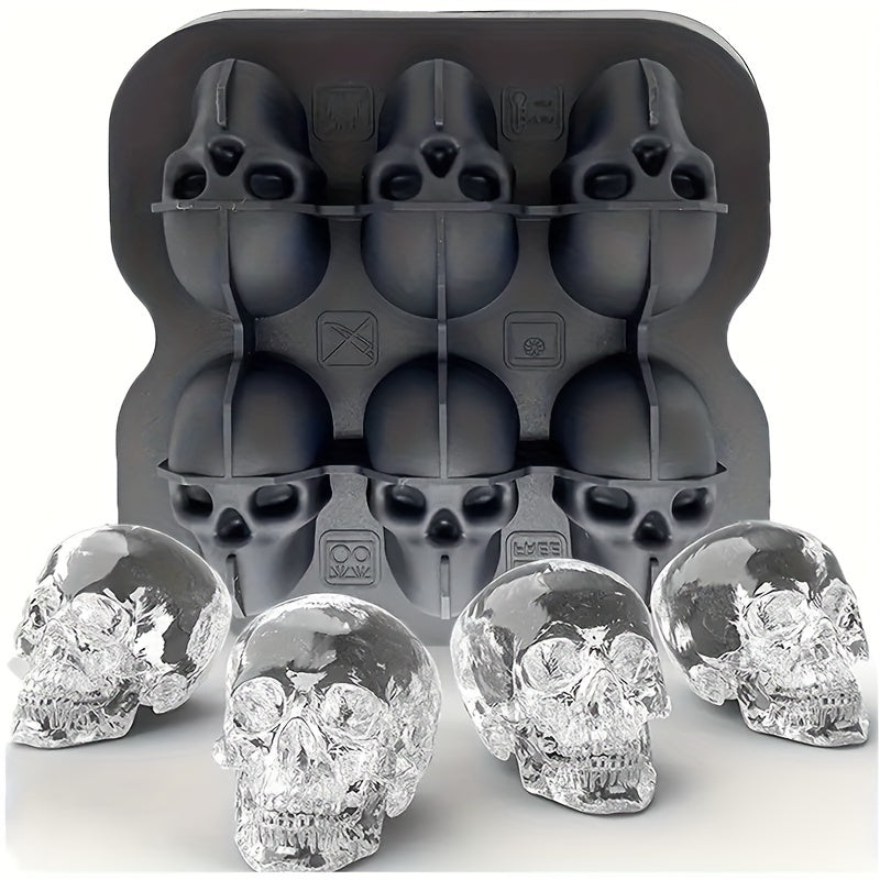 Skull Shaped Silicone Ice Cube Tray BPA-Free for Halloween Drinks