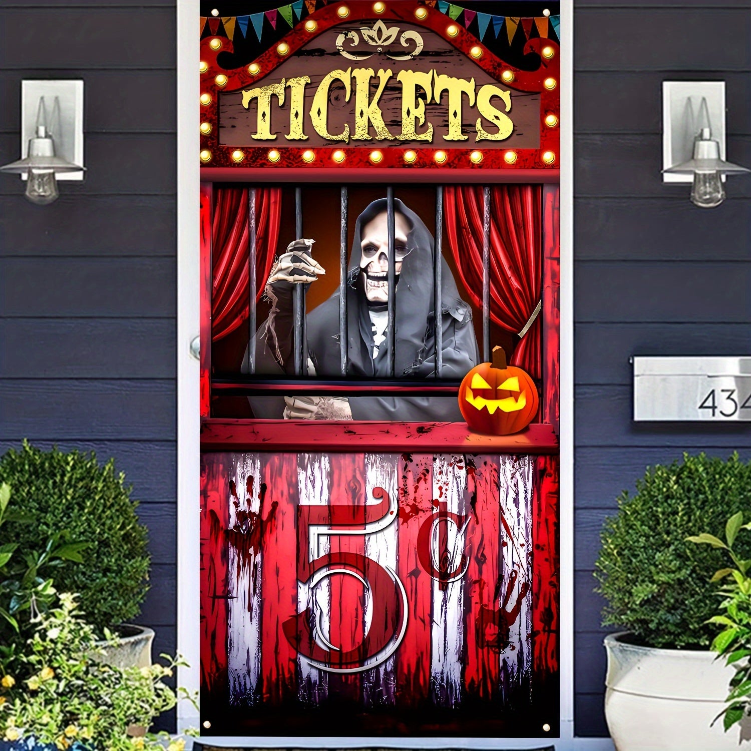 Black Polyester Halloween Banner for Spooky Entryway Decor