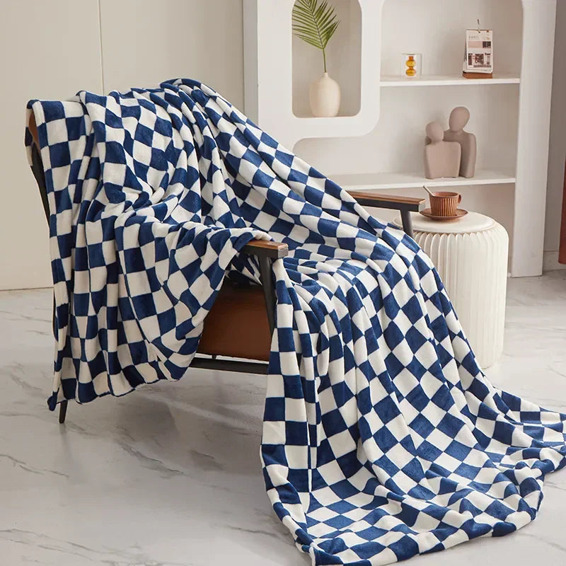 Checkerboard Blanket | Soft Plush | Cozy Warmth for Home | Polyester