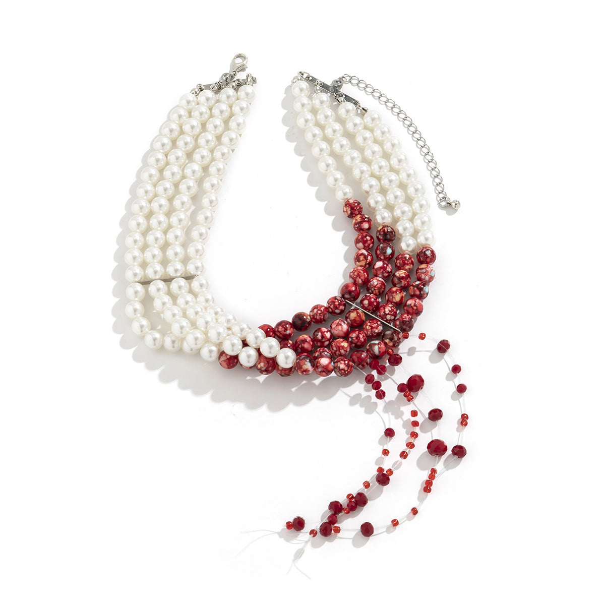 Halloween Dark Pearl Necklace with Blood Drop Design