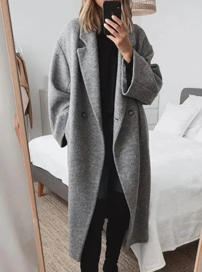 Women's Oversized Coat | Notched Lapel & Double-Breasted | Wool Blend | Warm & Comfortable Fit