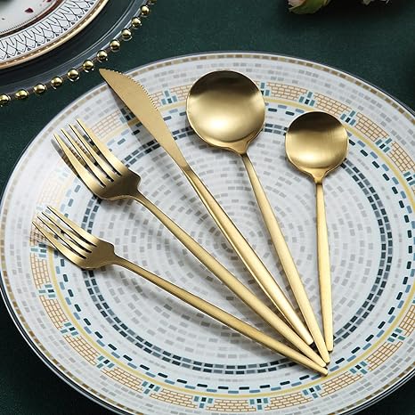 OrléneSet — Matte Titanium Flatware Set with Minimalist Design