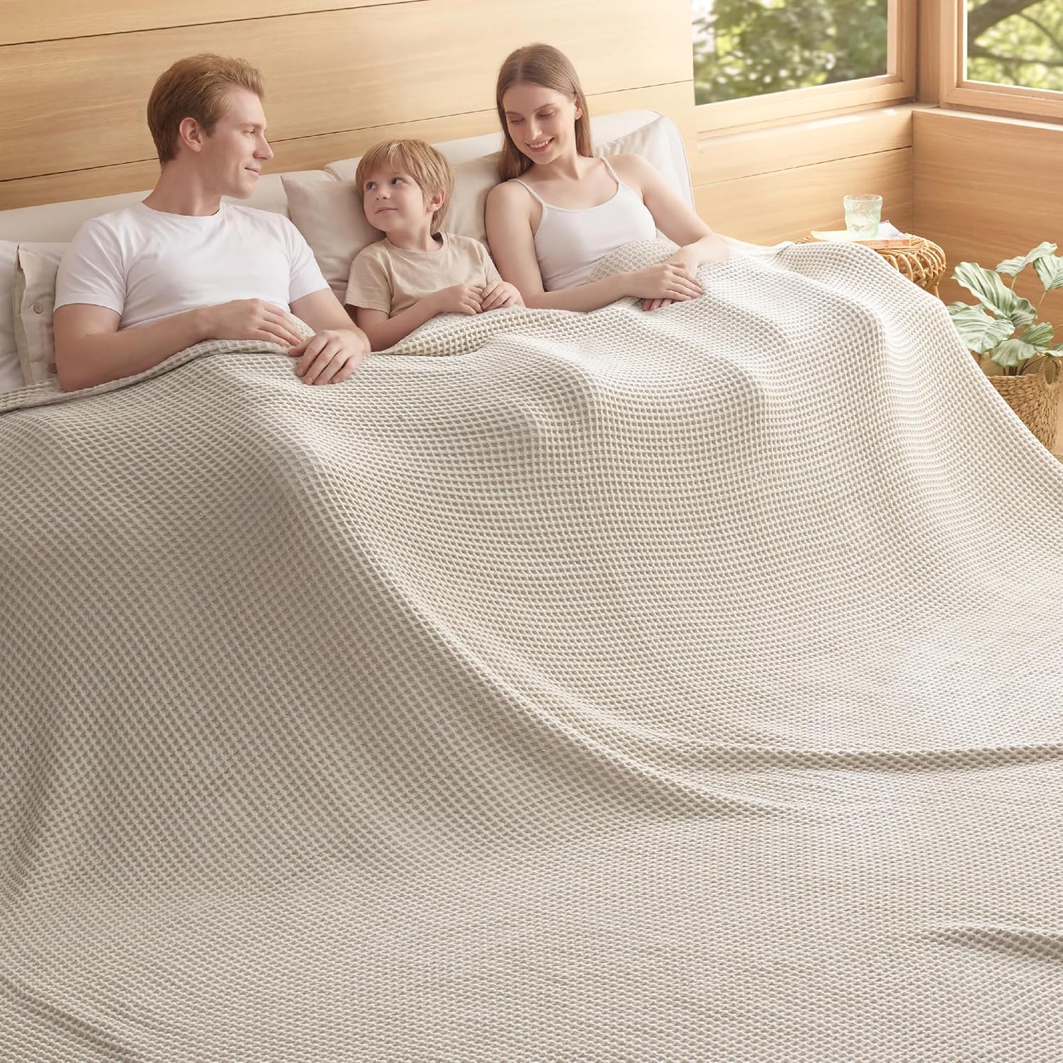 100% Cotton Waffle Weave Blanket | Lightweight & Breathable for All Seasons