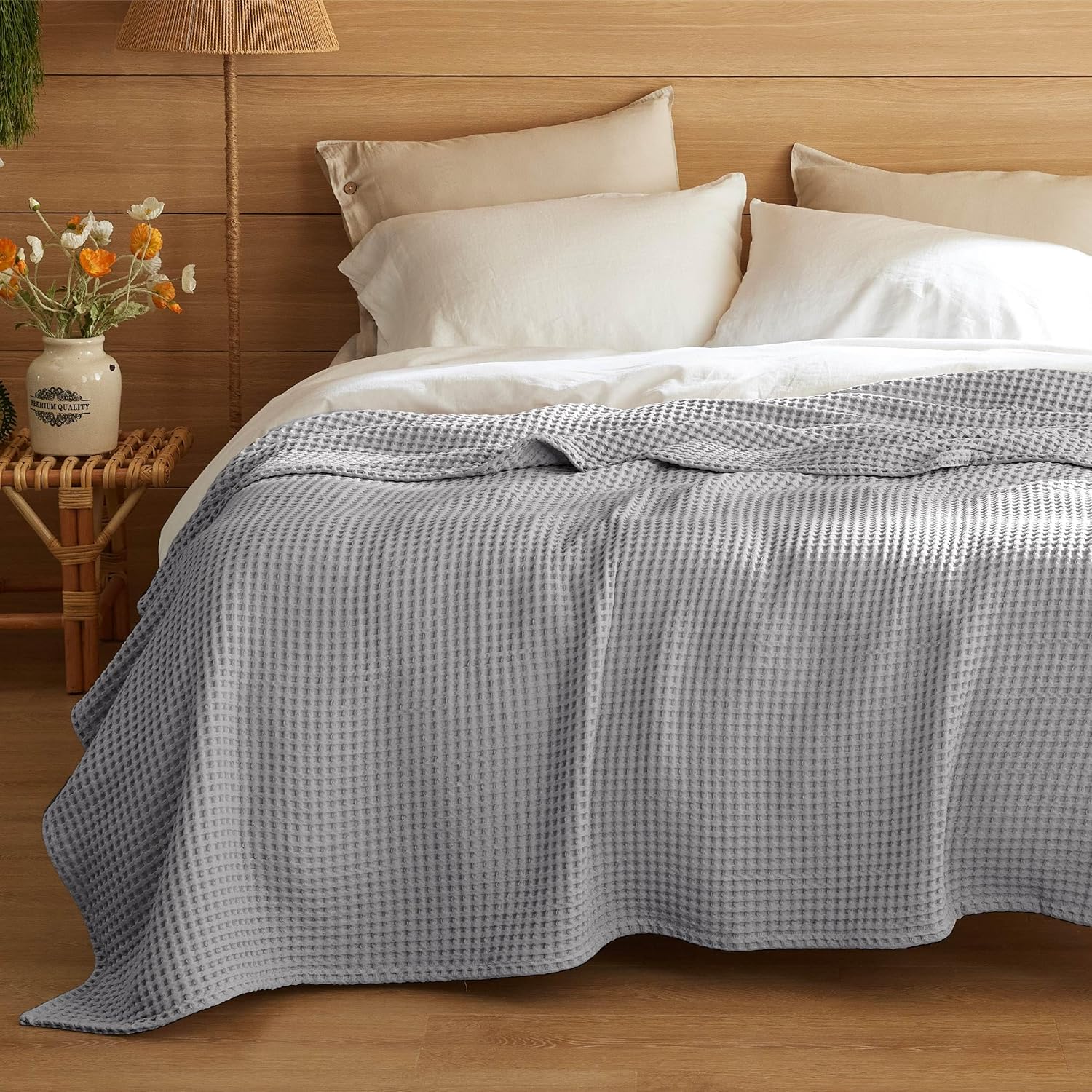 100% Cotton Waffle Weave Blanket | Lightweight & Breathable for All Seasons