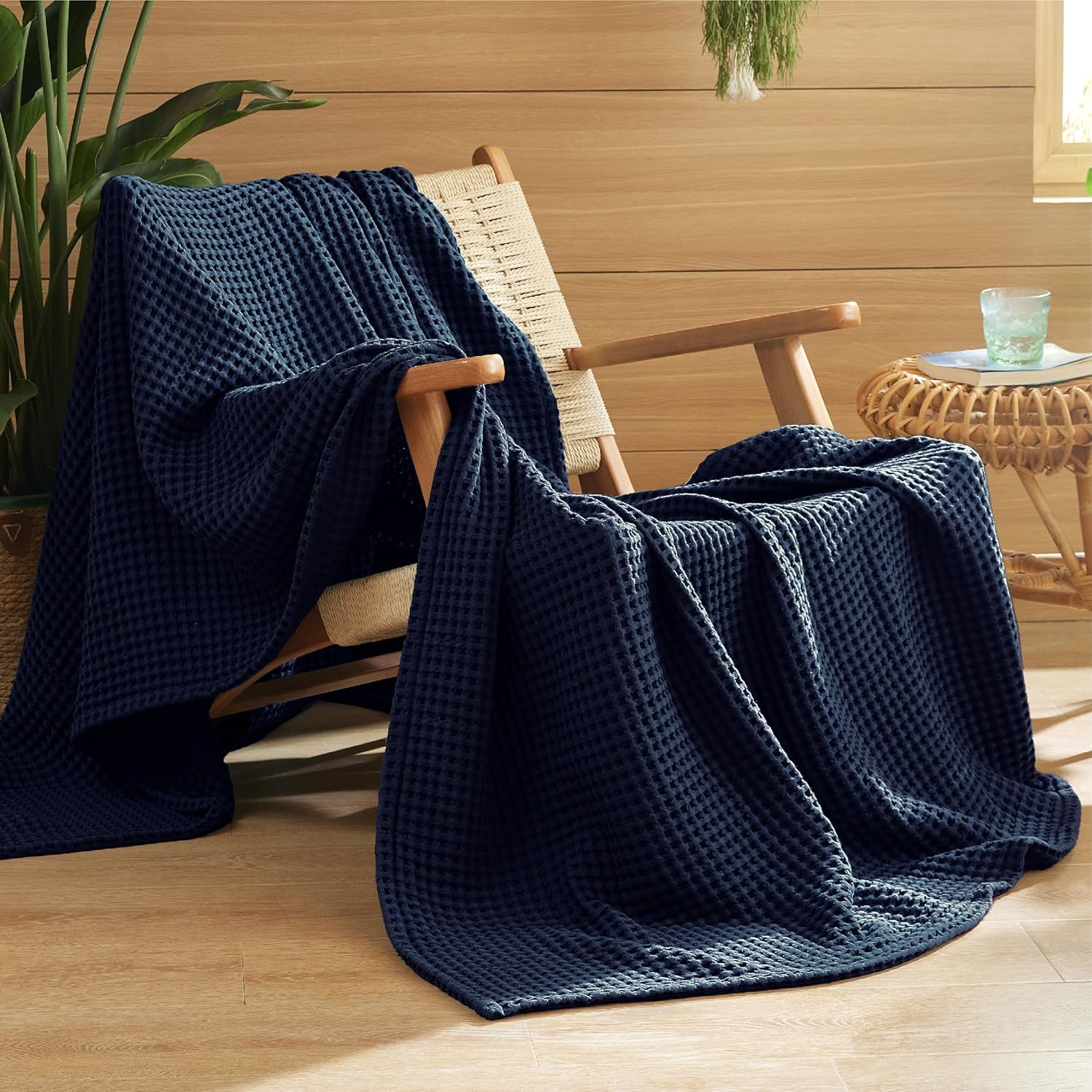 100% Cotton Waffle Weave Blanket | Lightweight & Breathable for All Seasons