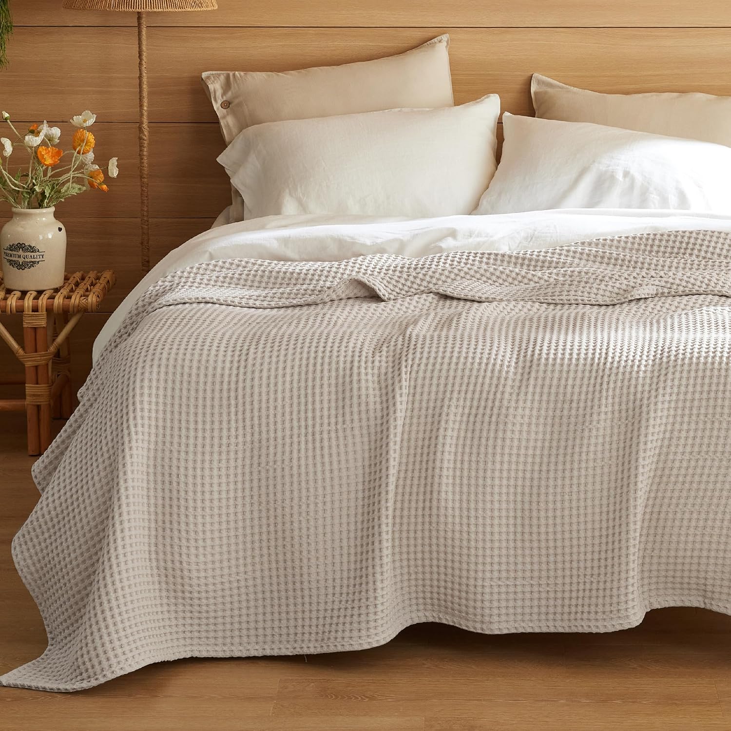 100% Cotton Waffle Weave Blanket | Lightweight & Breathable for All Seasons