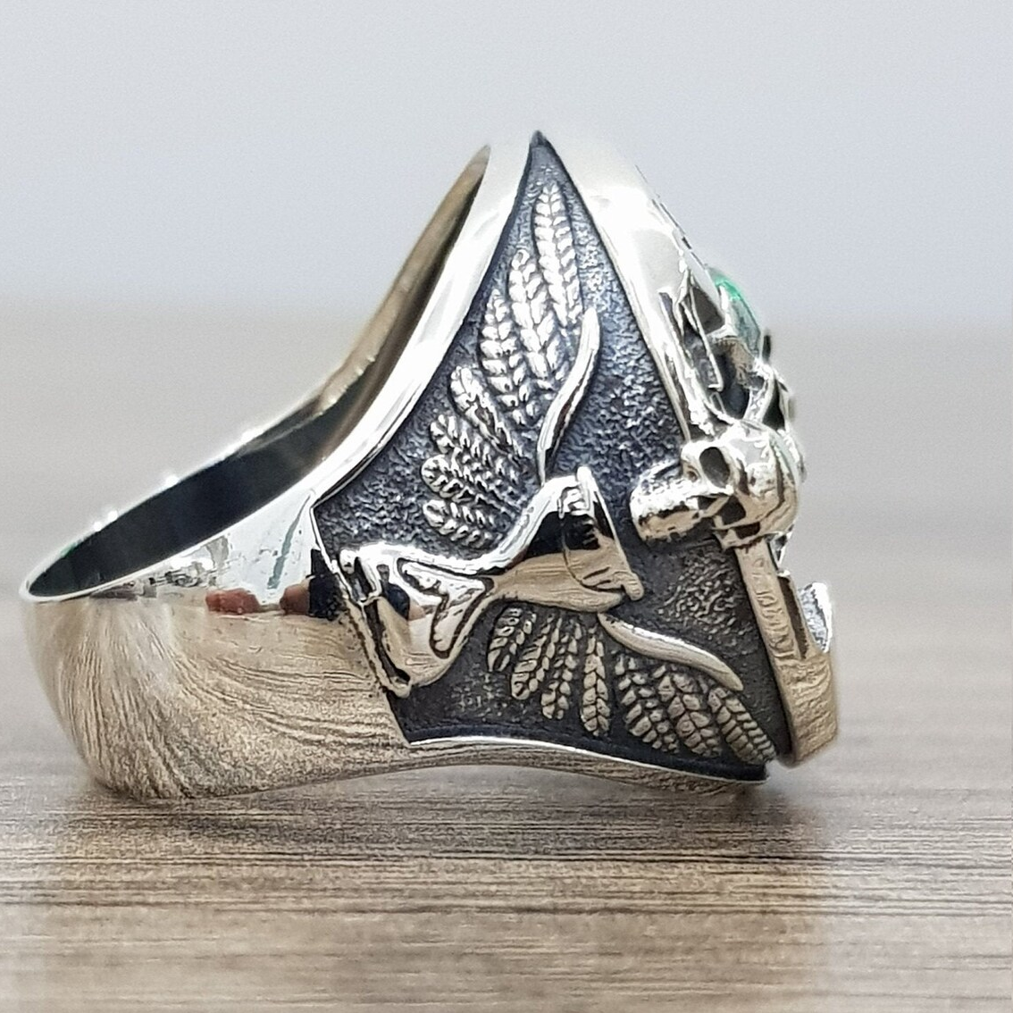 Handcrafted Sterling Silver Skull Ring Halloween Jewelry Reminder