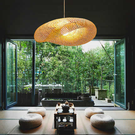 Liora — Handcrafted Bamboo Pendant Light with Rattan Shade