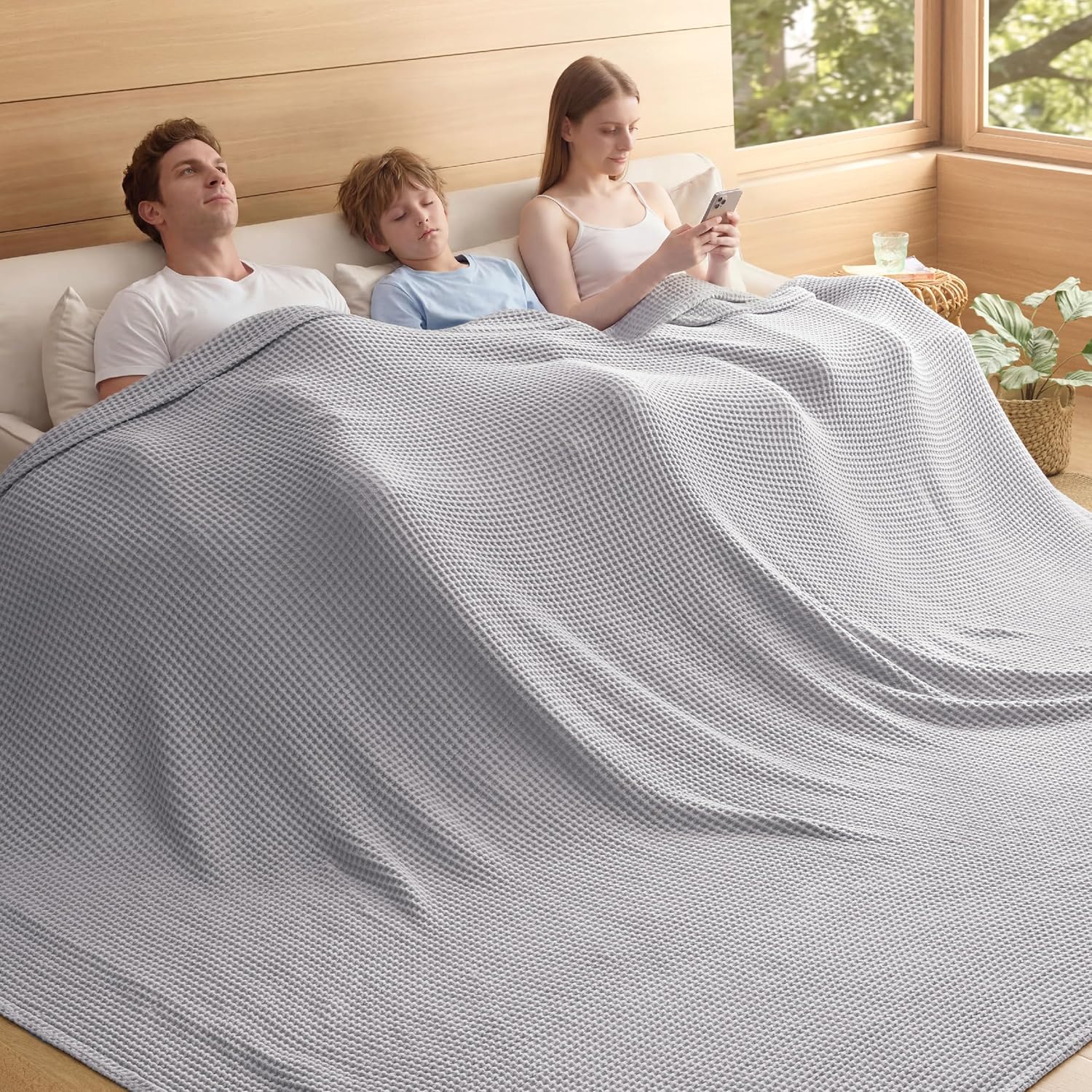 100% Cotton Waffle Weave Blanket | Lightweight & Breathable for All Seasons