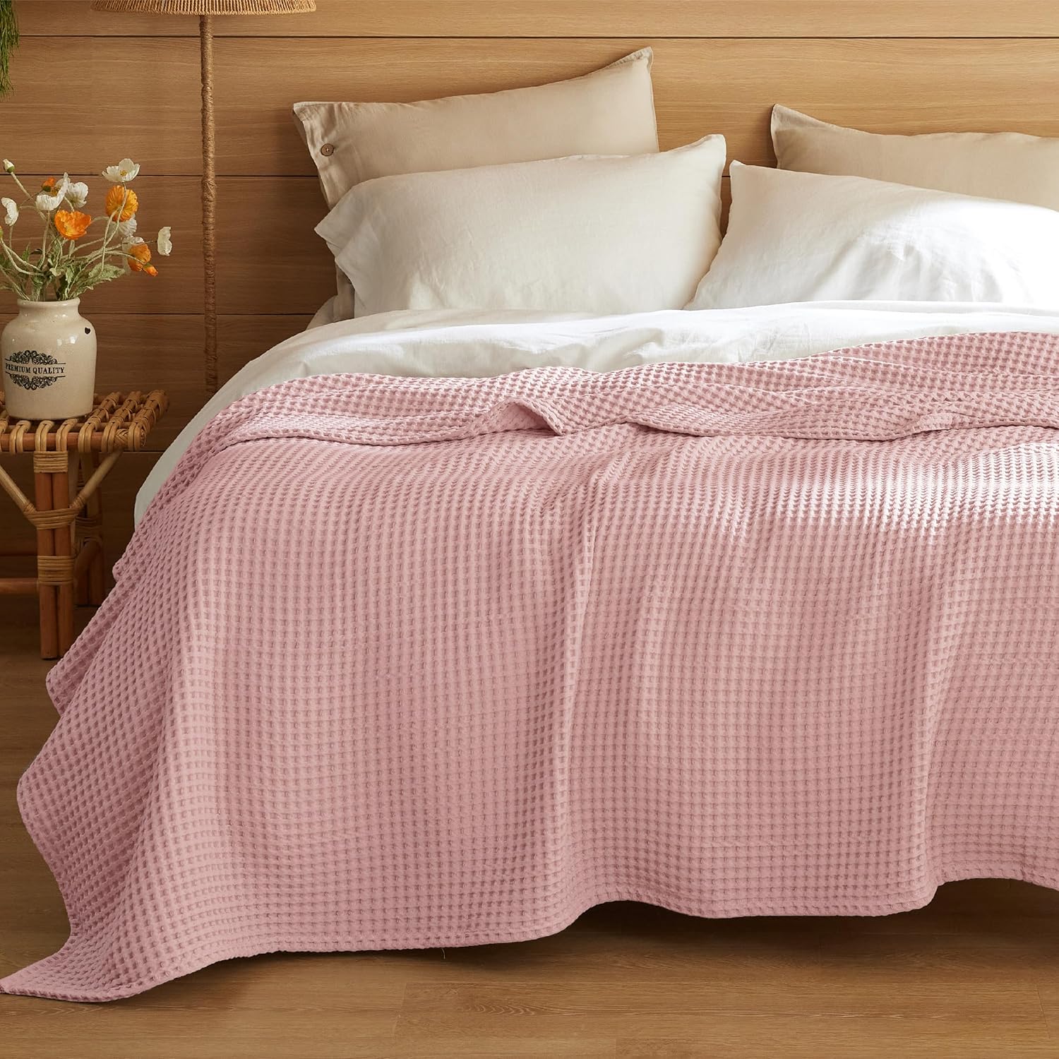100% Cotton Waffle Weave Blanket | Lightweight & Breathable for All Seasons