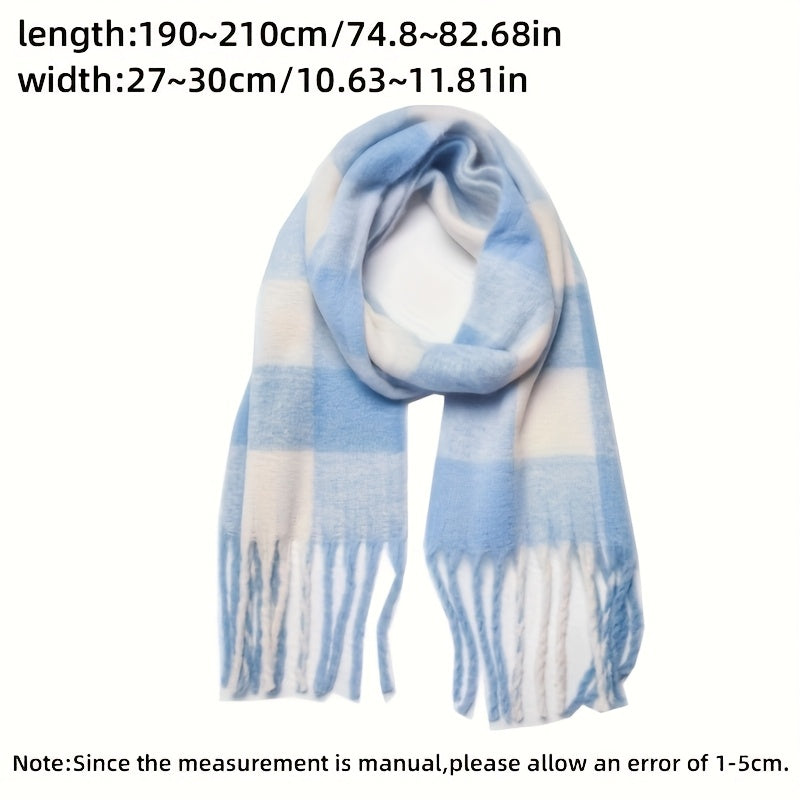 Double-Sided Scarf | Soft Warmth | Stylish Plaid Pattern | Polyester