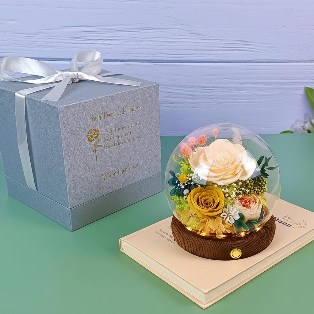 Illuminated Rose Keepsake Dome for Heartfelt Gifting