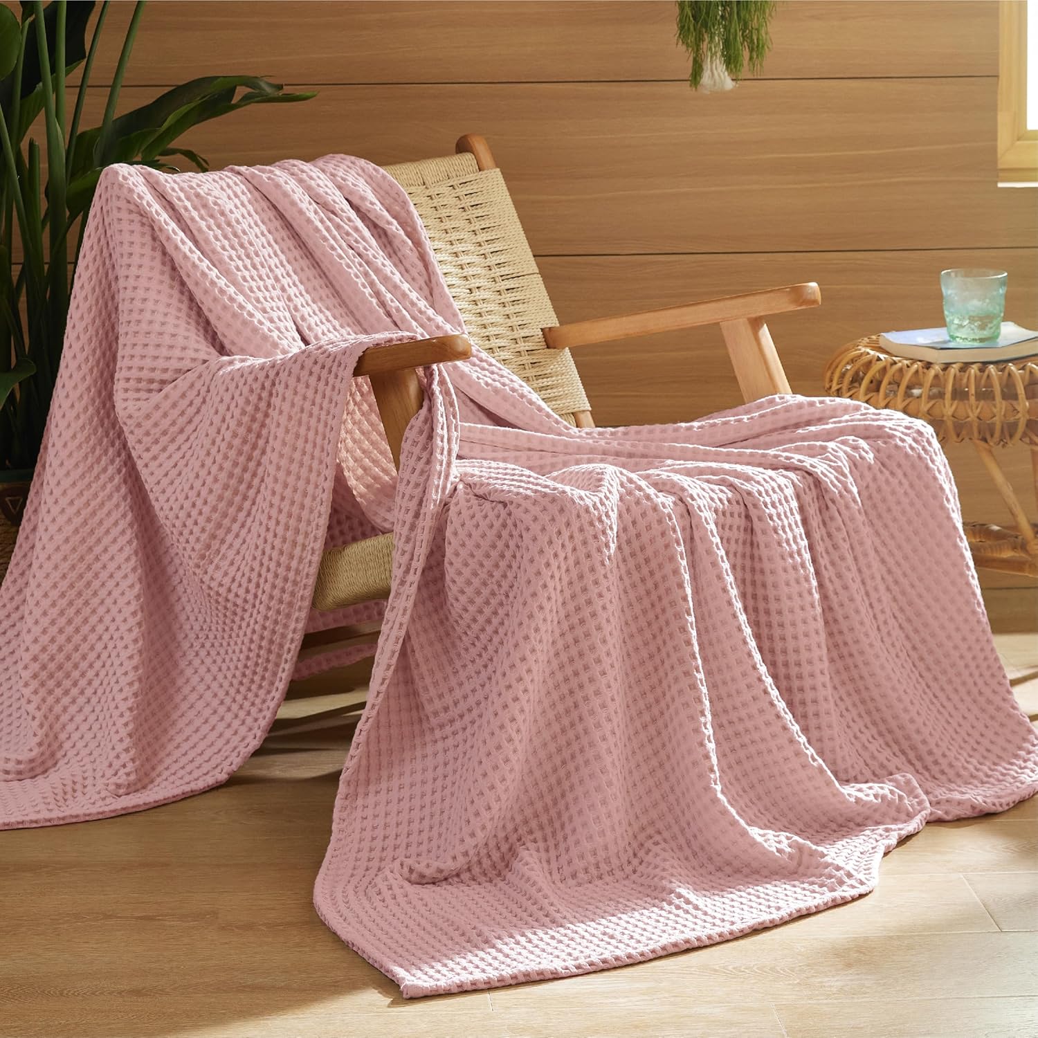 100% Cotton Waffle Weave Blanket | Lightweight & Breathable for All Seasons