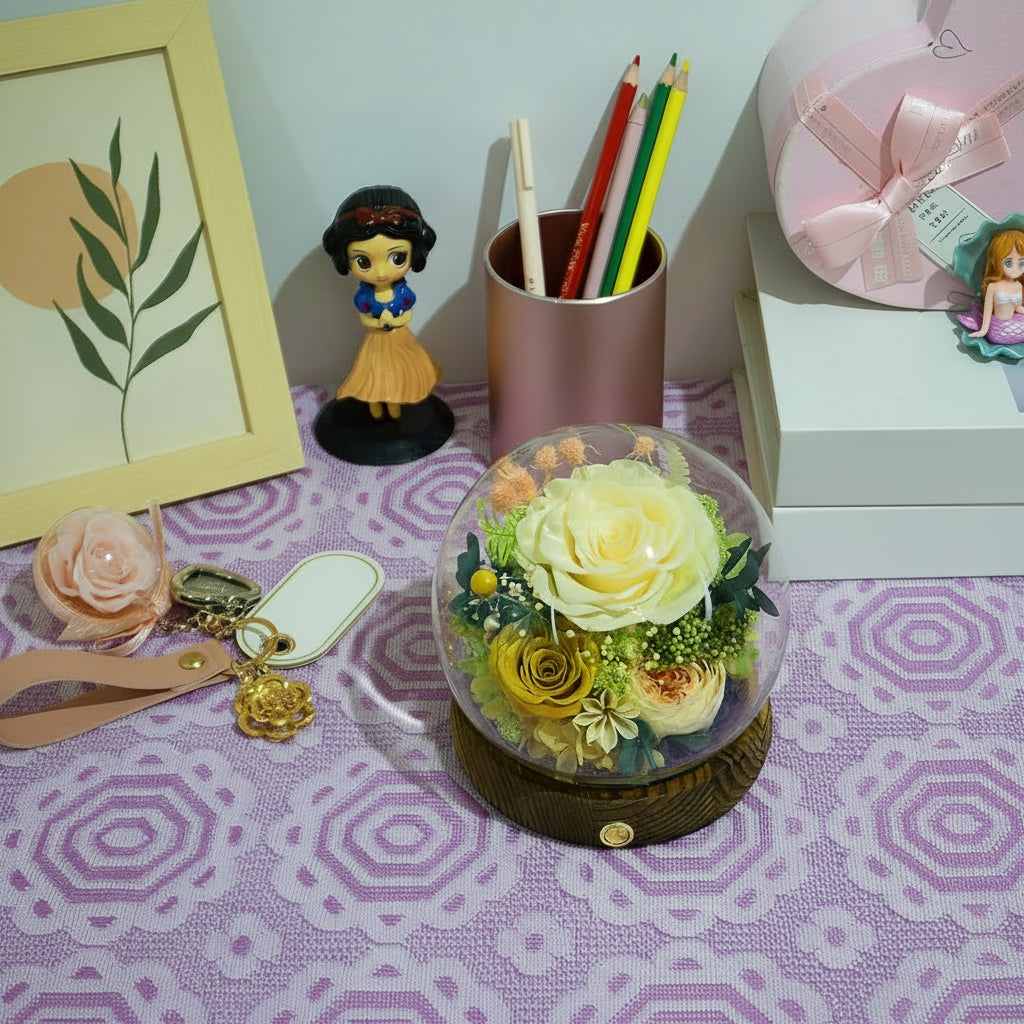 Illuminated Rose Keepsake Dome for Heartfelt Gifting