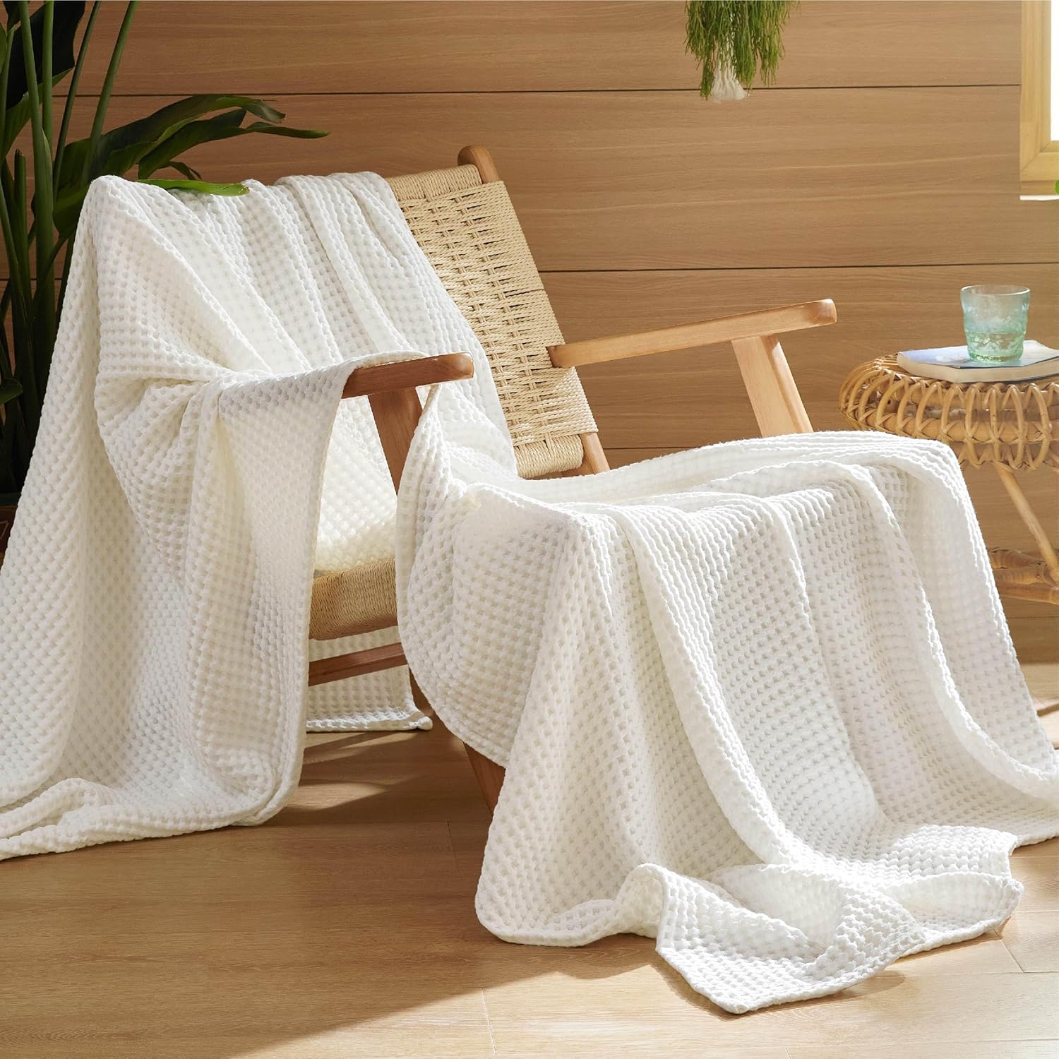 100% Cotton Waffle Weave Blanket | Lightweight & Breathable for All Seasons