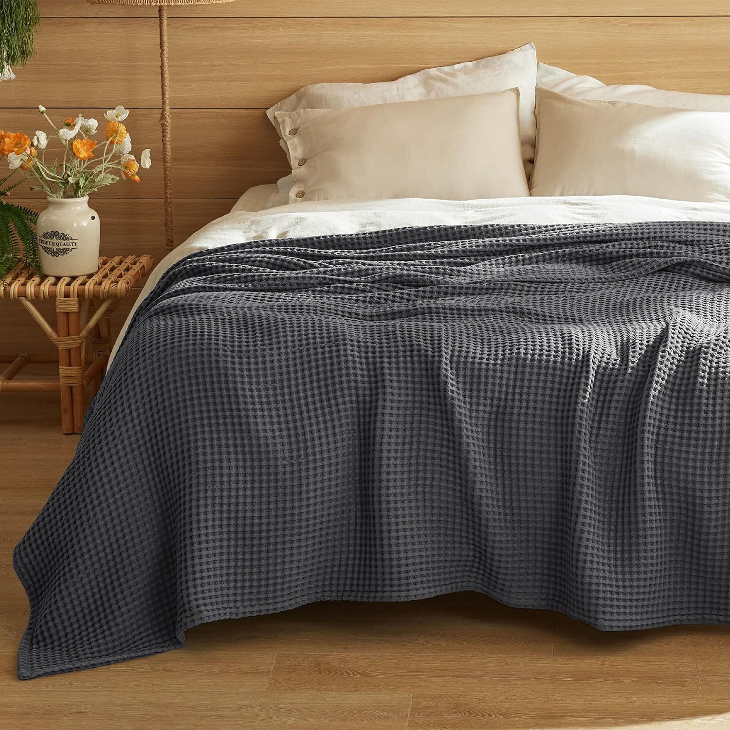 100% Cotton Waffle Weave Blanket | Lightweight & Breathable for All Seasons