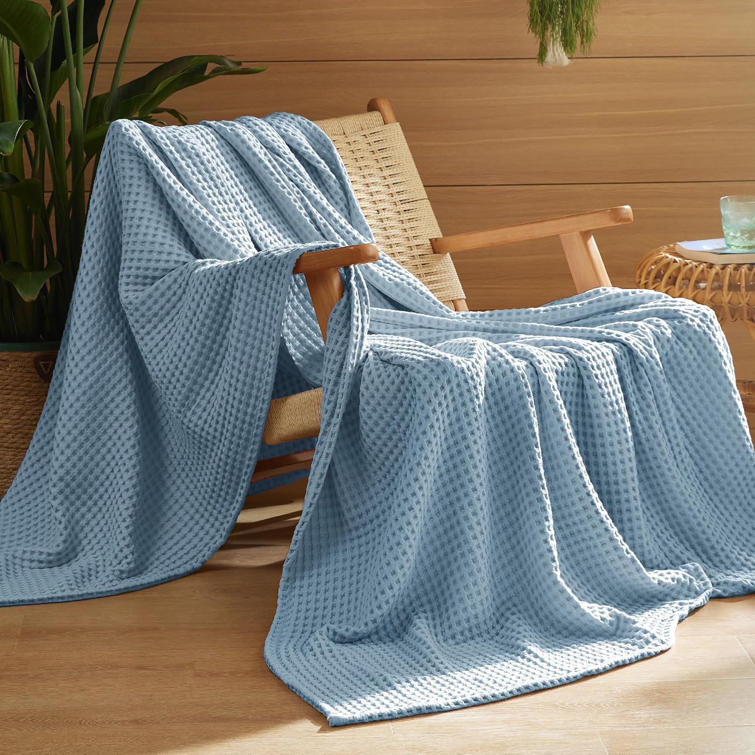 100% Cotton Waffle Weave Blanket | Lightweight & Breathable for All Seasons