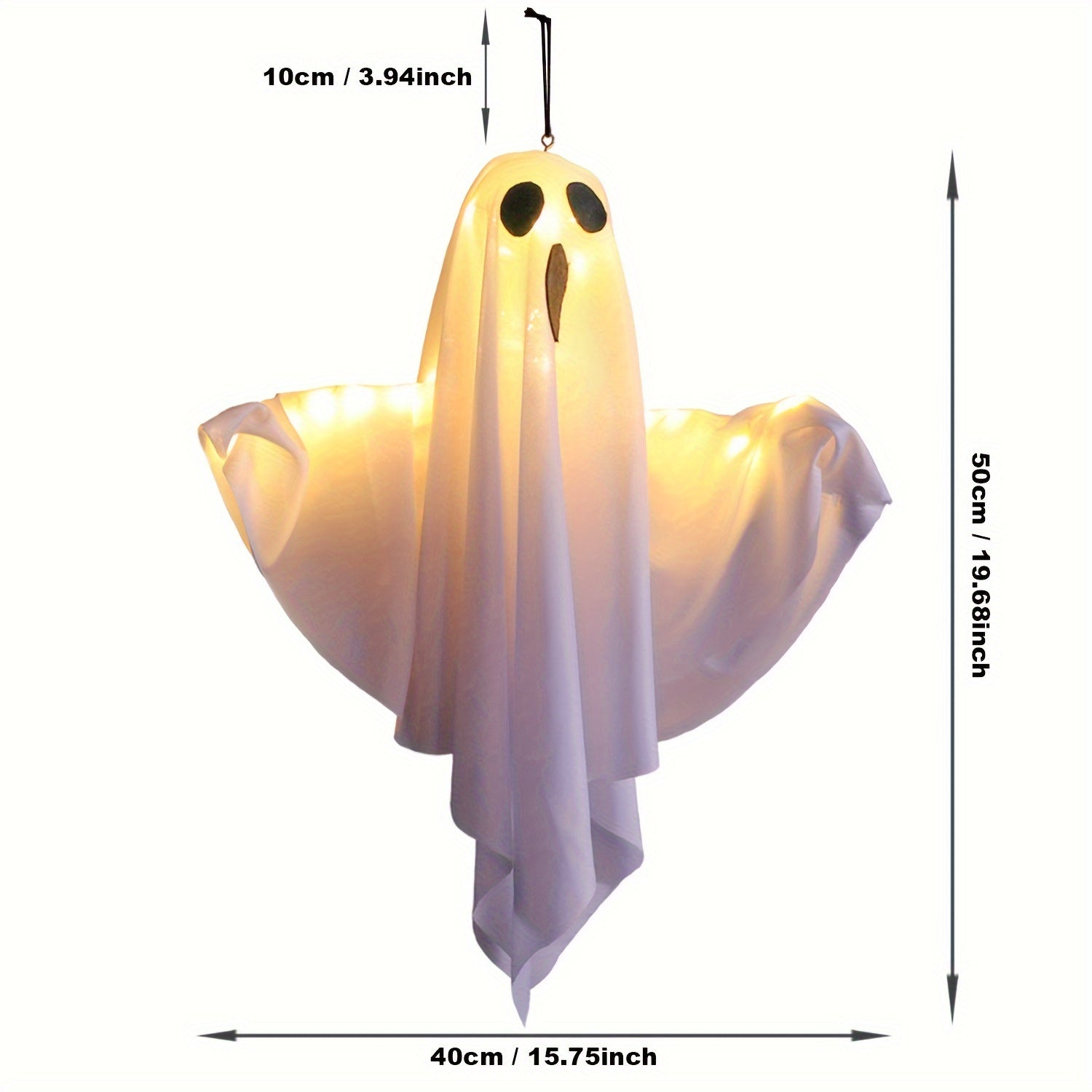 Glowing LED Halloween Hanging Ghosts Battery Operated Decor Set of 3