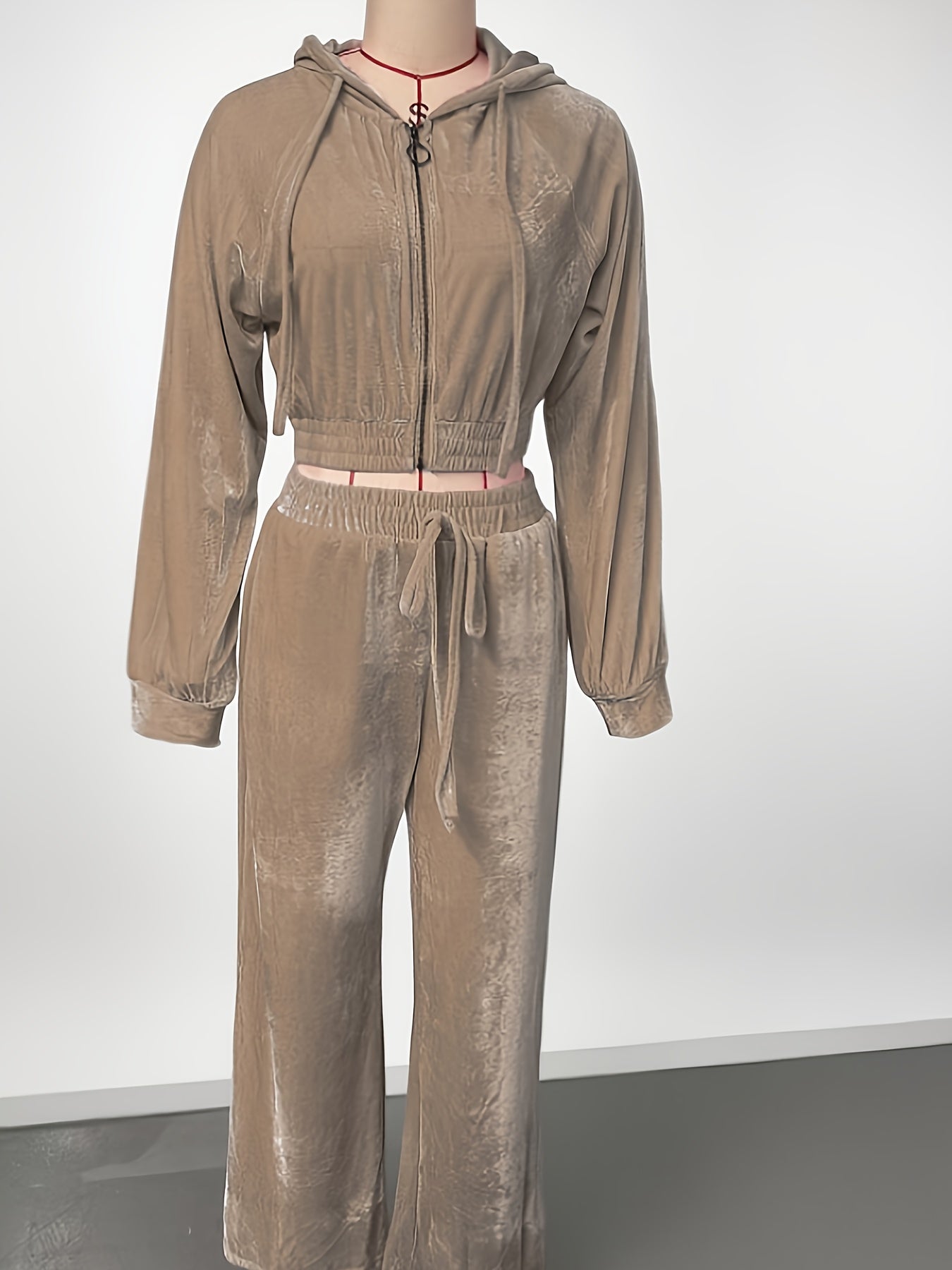 Velvet Lounge Set | Cropped Zip Hoodie | Comfortable Relaxed Fit | Plush Velvet