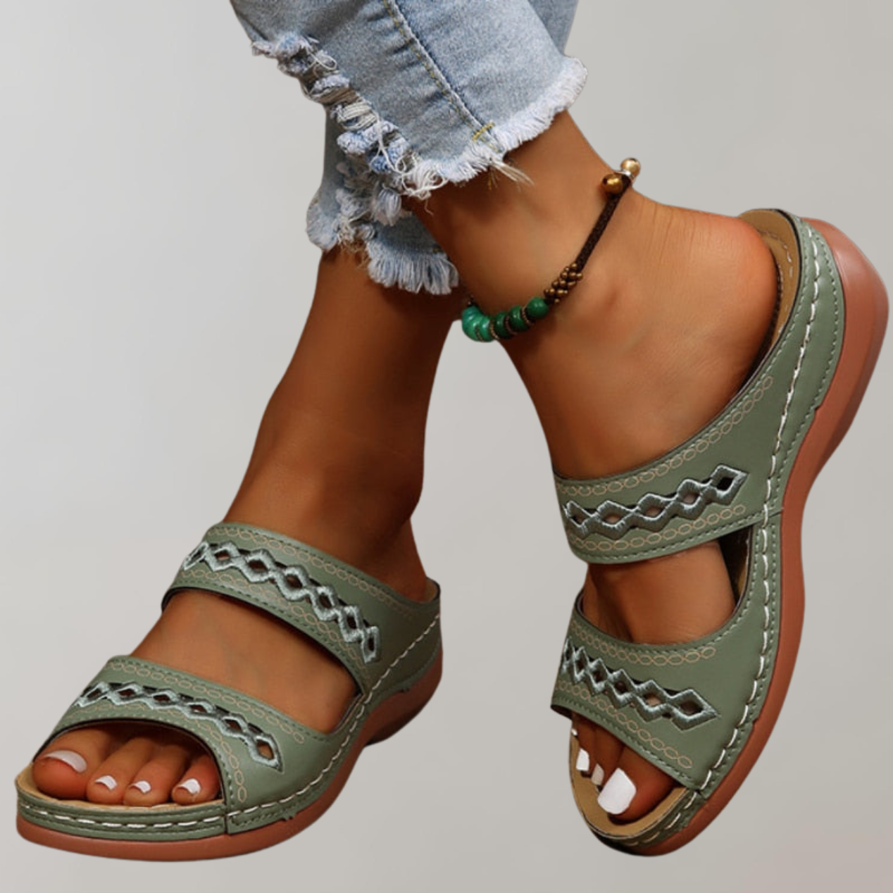 Women’s Orthopedic Sandals | Breathable Two-Strap Design | Cushioned Footbed & Durable Sole | Comfortable Summer Wear